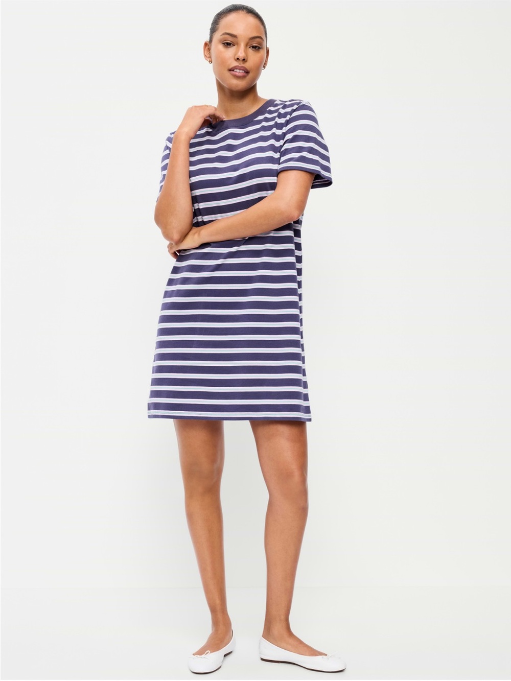 Old Navy Navy and White Striped Short Sleeve Mini Dress